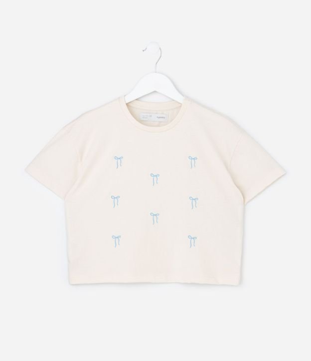 Remera Infantil con Bordado de Moñitas – Talle 5 a 14 años
