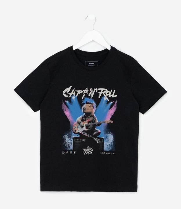 Remera Infantil con Estampado Carpincho Rock n’ Roll – Talle 5 a 14 años