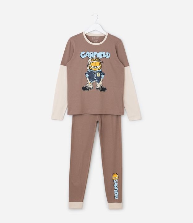 Pijama Infantil do Garfield con Mangas Contrastante – Talle 5 a 14 años