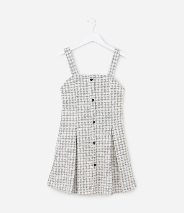 Vestido Infantil en Tweed con Breteles Anchos y Botones Delanteros – Talle 5 a 14 años 2