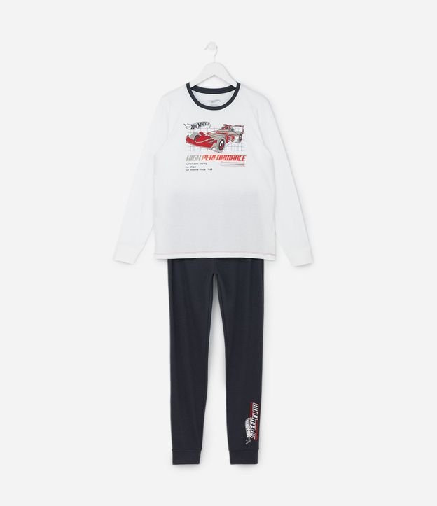 Pijama Largo Infantil en Algodón con Estampado Hotwheels - Talle 7 a 14 años