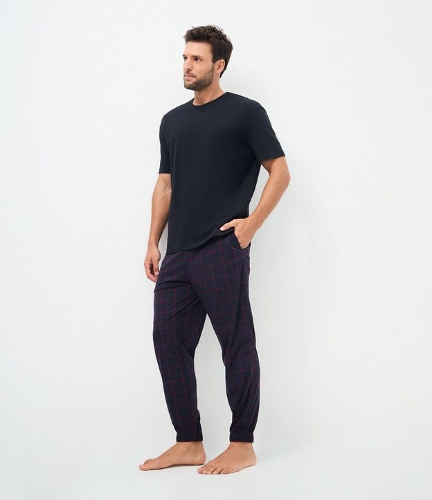 Pantalón de Pijama Masculino Jogger en Plush a Cuadros