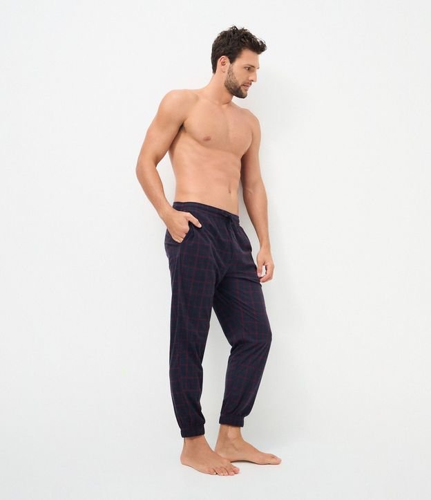 Pantalón de Pijama Masculino Jogger en Plush a Cuadros 3