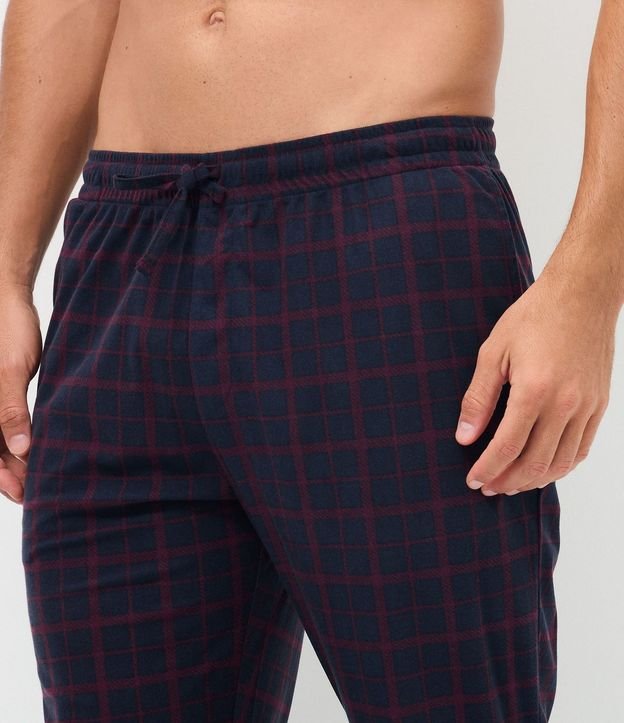 Pantalón de Pijama Masculino Jogger en Plush a Cuadros 4