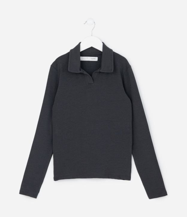 Blusa Infantil en Rib con Cuello Polo – Talle 5 a 14 años