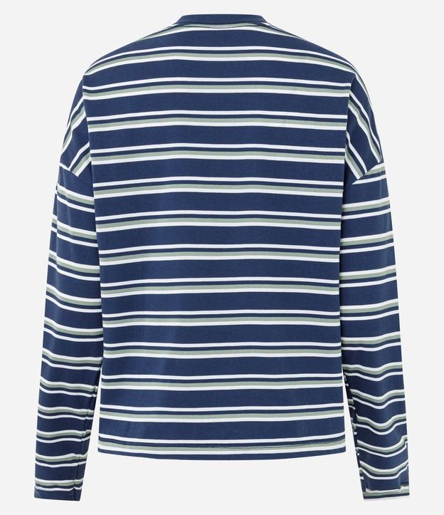 Blusa Regular Manga Larga en Algodón con Estampa Rayada 3