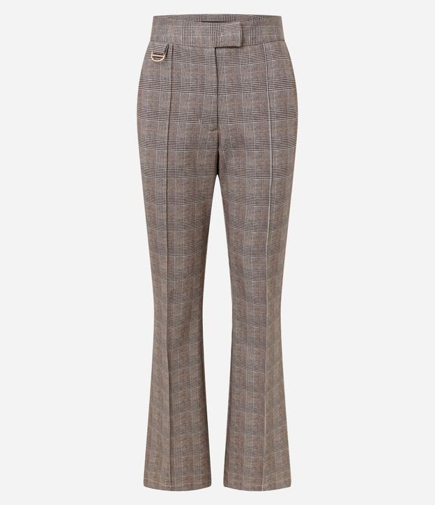 Pantalón Flare en Punto Roma con Estampa de Cuadros