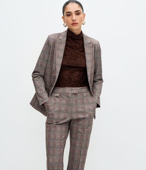 Pantalón Flare en Punto Roma con Estampa de Cuadros 2