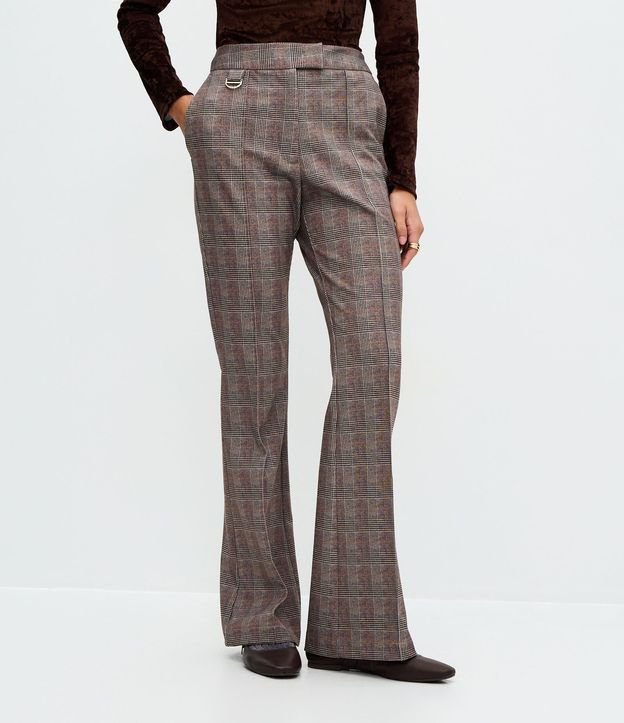Pantalón Flare en Punto Roma con Estampa de Cuadros 3