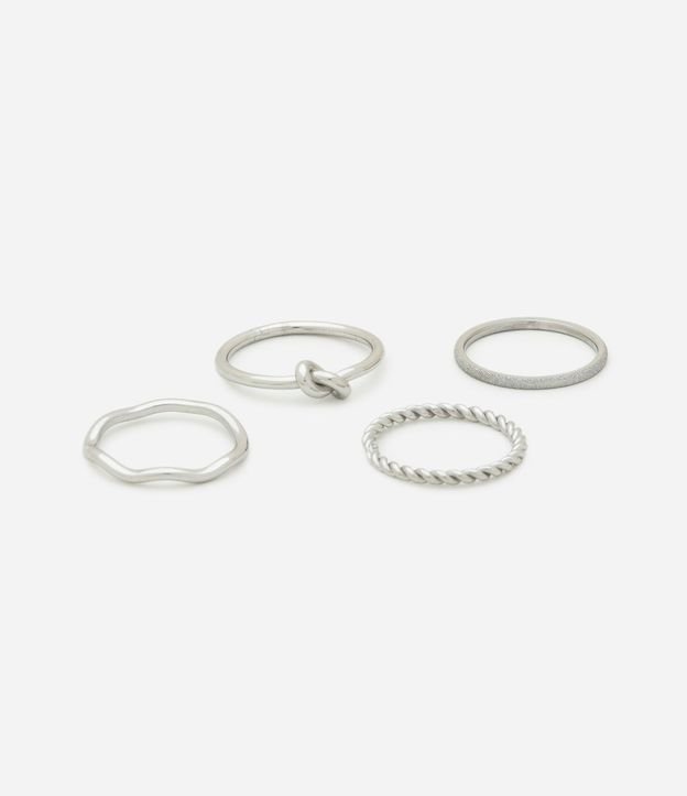 Kit 04 Anillos Finos Texturizados a Prueba de Agua 2
