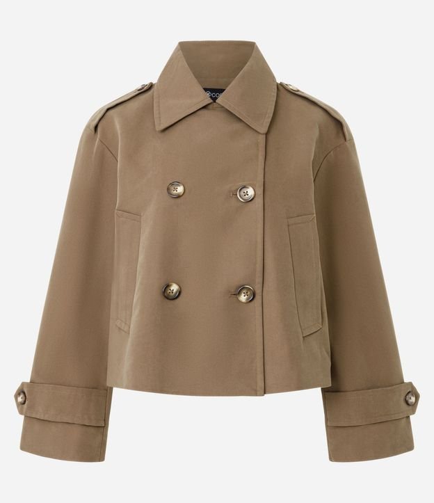 Trench Coat Corto con Abotonado Cruzado 5