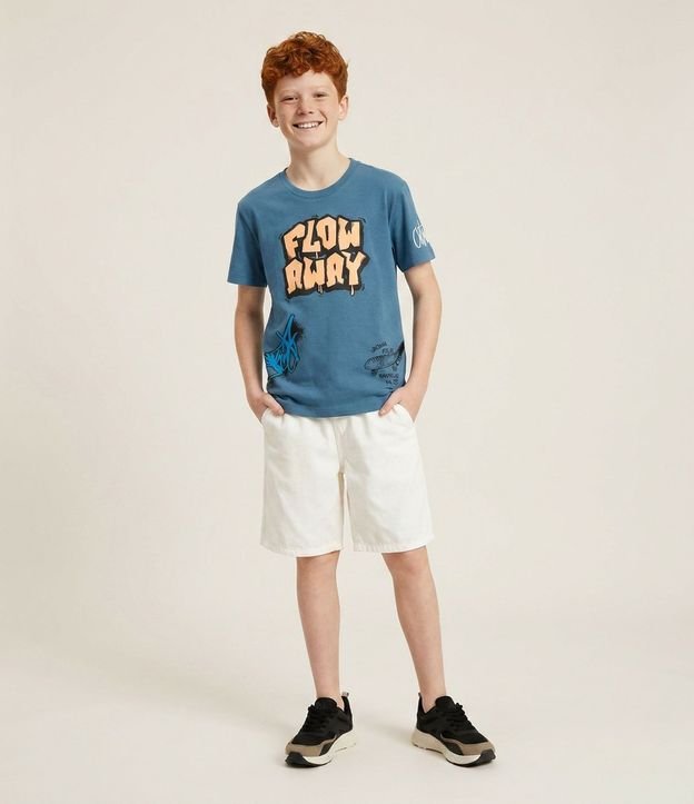 Remera Relaxed Infantil en Suedine con Estampa de Grafite - Talle 5 a 14 años