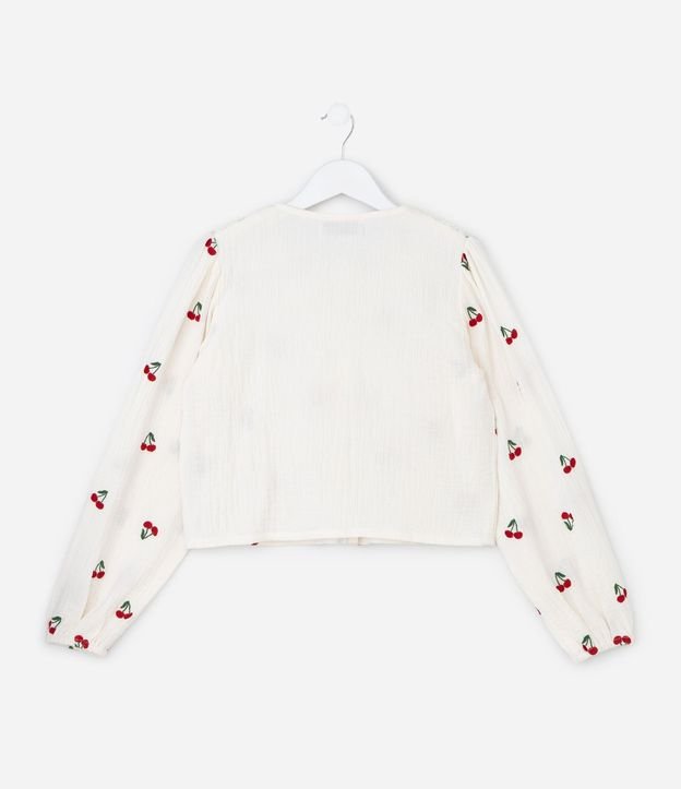 Camisa Infantil con Bordados de Cerezas y Cuello de Ganchillo – Talle 5 a 14 años 3