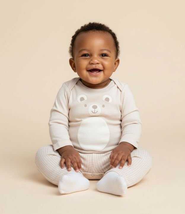 Body Infantil con Estampado Cara de Oso – Talle 0 a 18 Meses 1