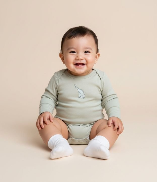 Body Infantil con Estampa de Elefantito – Talle RN a 18 Meses