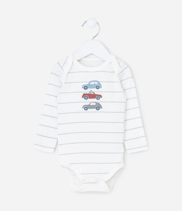 Body Infantil con Estampa de Carritos y Rayas – Talle 0 a 18 Meses