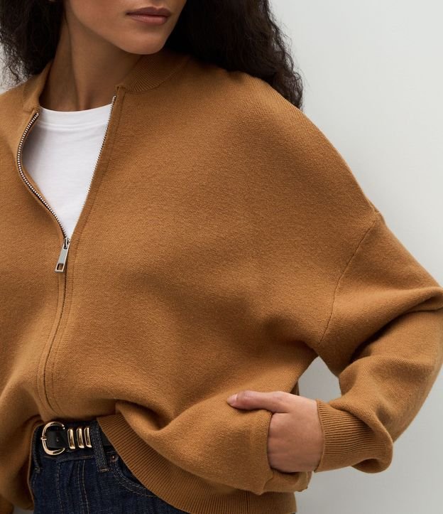 Campera Over en Punto con Cremallera 4