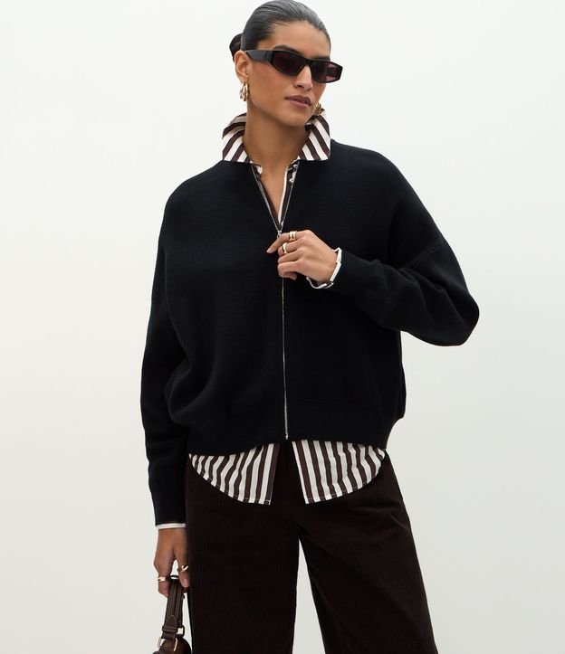 Campera Over en Punto con Cremallera 1