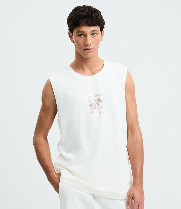 Musculosa Comfort en Algodón con Estampado Playero