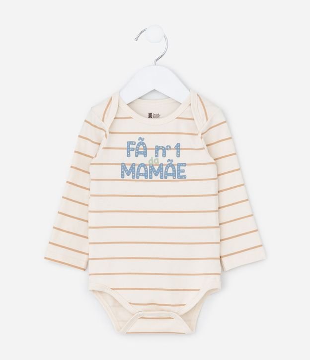 Body Infantil Listrado con Lettering en Portugués – Talle RN a 18 Meses 2