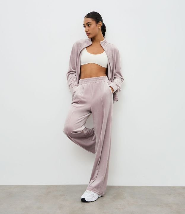 Pantalón Deportivo Recto en Plush con Piping Contrastante 1
