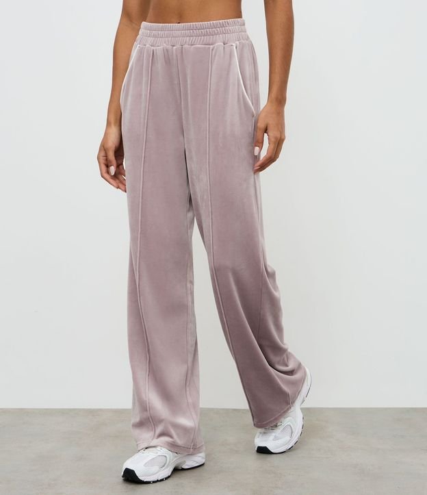 Pantalón Deportivo Recto en Plush con Piping Contrastante 2