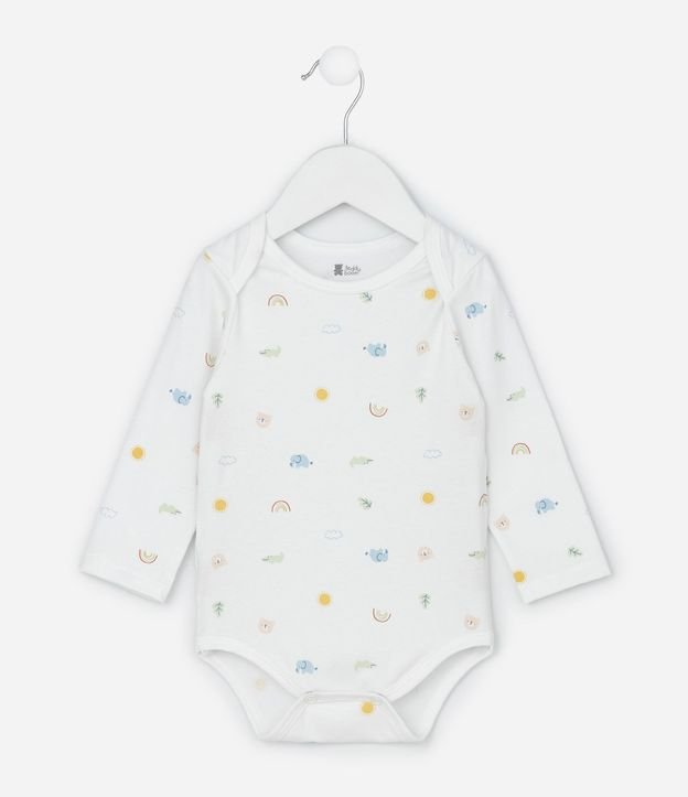 Body Infantil Manga Larga con Estampado Ícone de Arcoiris Talle RN a 18 Meses