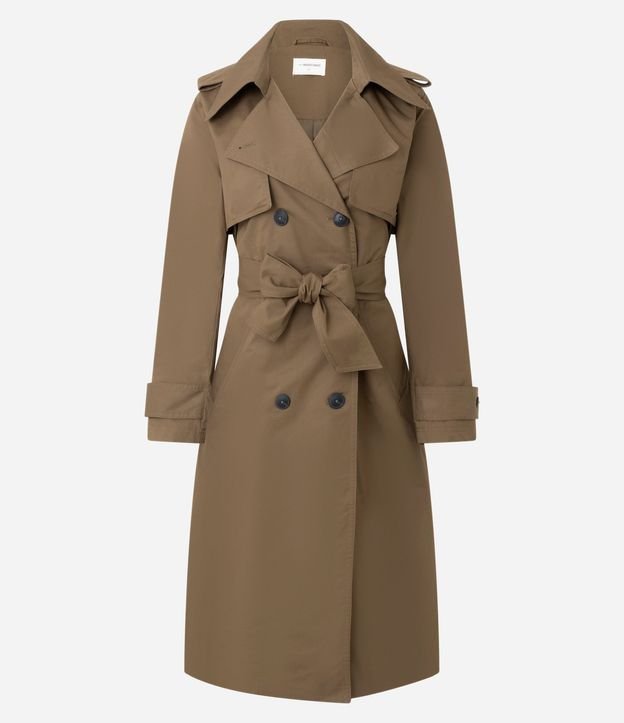 Trench Coat Alargado en Gabardine con Cinta para Lazo 7