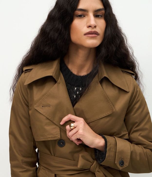Trench Coat Alargado en Gabardine con Cinta para Lazo 4
