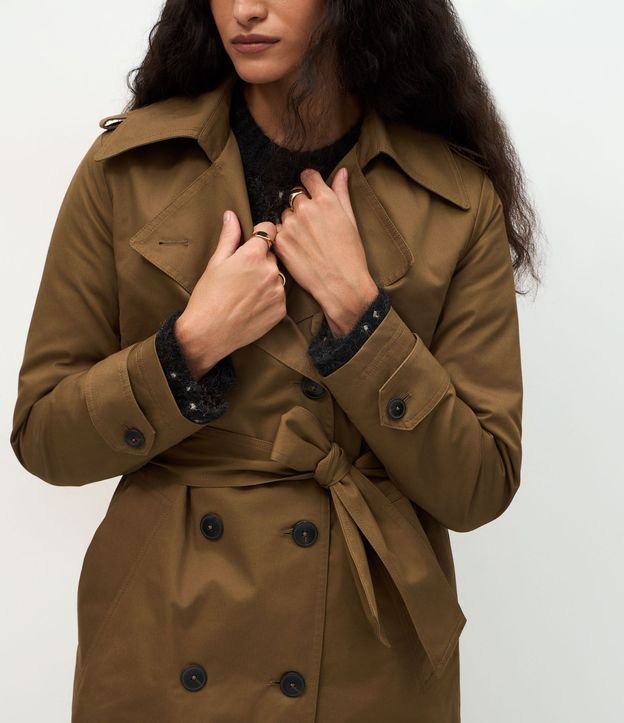 Trench Coat Alargado en Gabardine con Cinta para Lazo 6
