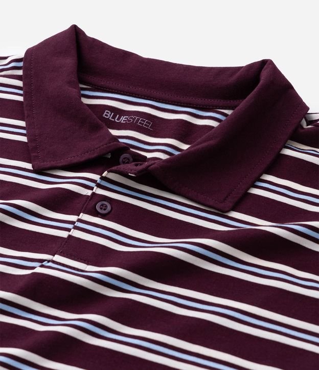 Remera en Malla con Cuello Polo y Estampa de Rayas 7