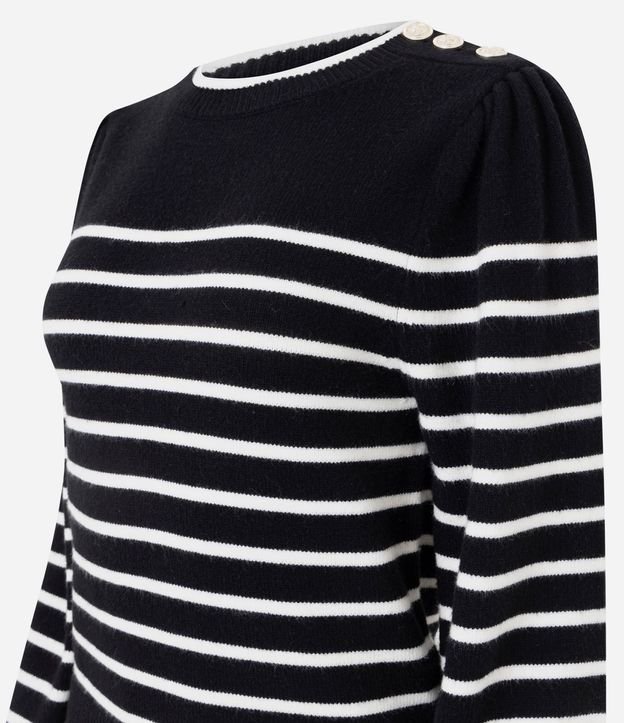 Suéter en Punto con Estampa Rayada y Botones en el Hombro 6