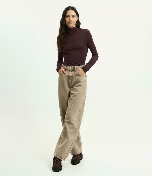 Blusa Básica Manga Larga en Modal con Cuello Alto