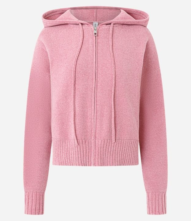 Suéter en Punto Chenille con Capucha y Cremallera 5