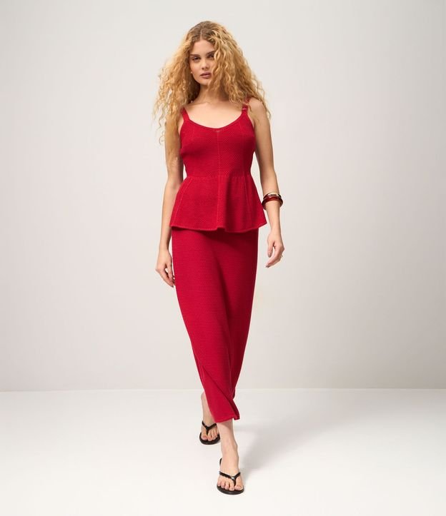 Blusa Peplum con Efecto Punto y Breteles Anchos 2