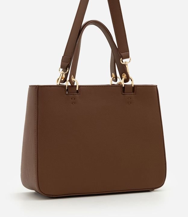 Cartera Satchel Mediana en PU con Pompón y Asa Desmontable 3