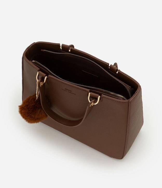 Cartera Satchel Mediana en PU con Pompón y Asa Desmontable 7