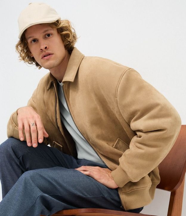 Campera Bomber en Gamuza Pesado