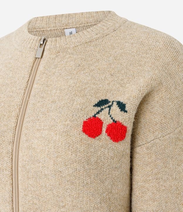 Cardigan en Punto con Bordado de Cereza y Cremallera 6