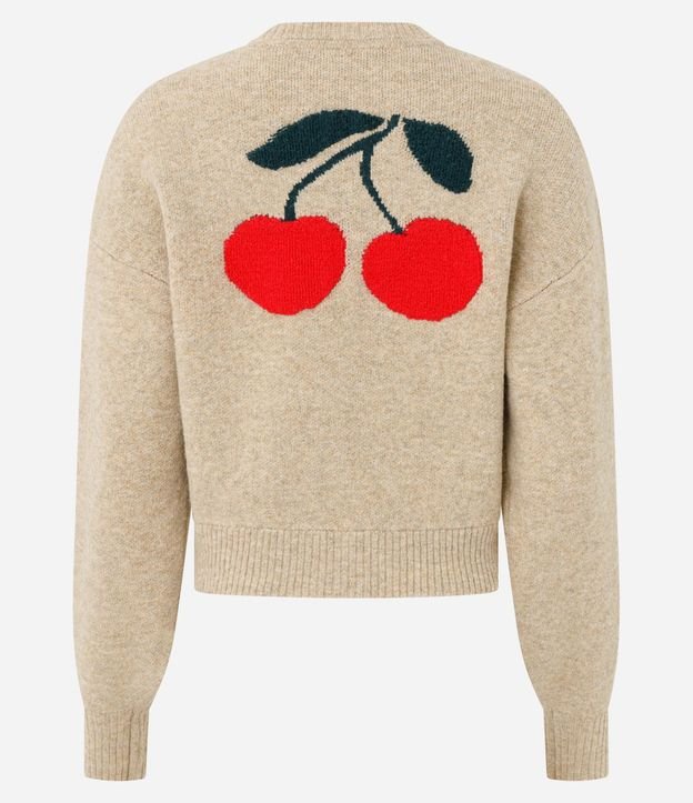 Cardigan en Punto con Bordado de Cereza y Cremallera 7