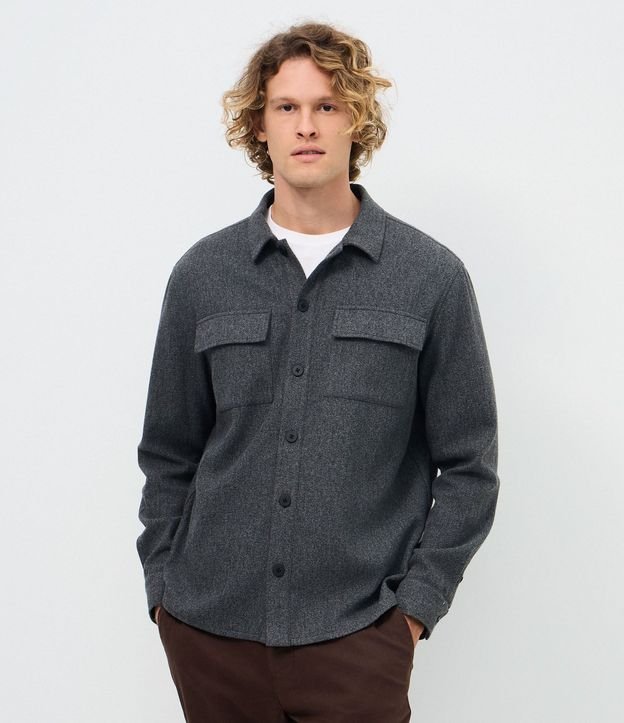 Camisa Overshirt Manga Larga en Polyvelour 3