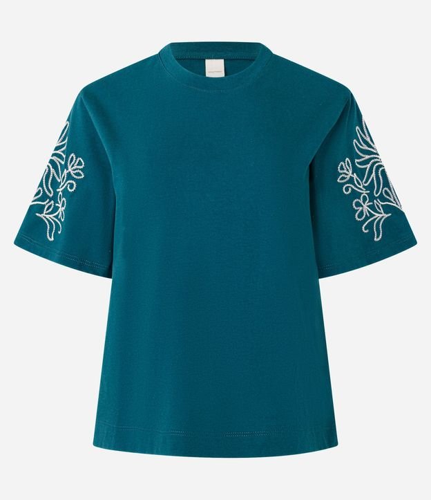 Blusa en Algodón con Bordado de Follaje en la Manga 5