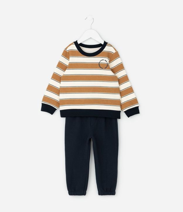 Conjunto Infantil en Algodón con Rayas y Felpa Interna – Talle 1 a 6 años 3