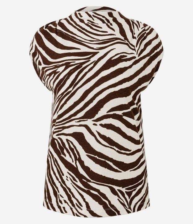 Blusa sin Manga con Fruncido en el Hombro y Estampado de Zebra 5