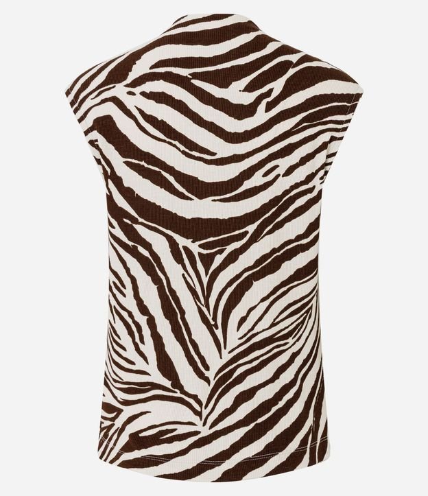 Blusa sin Manga con Fruncido en el Hombro y Estampado de Zebra 6