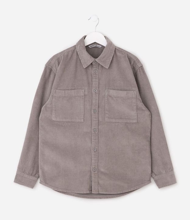 Camisa Infantil en Terciopelo con Bolsillos Delanteros – Talle 5 a 14 años