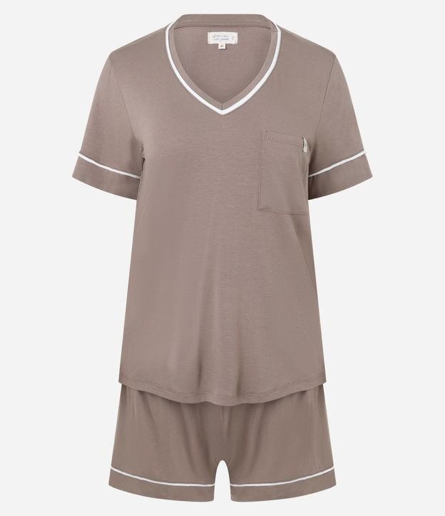 Pijama Corta en Viscosa con Biés Contrastantes