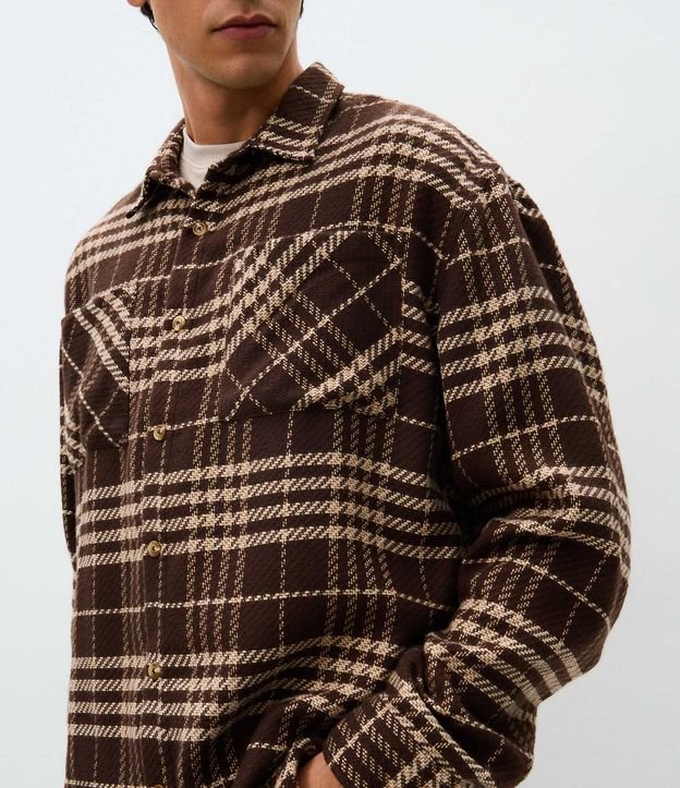 Camisa Over en de Cuadros con Manga Larga 3