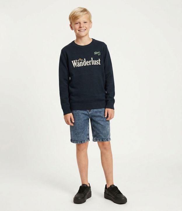 Buzo Infantil Texturizado con Lettering Wanderlust – Talle 5 a 14 años