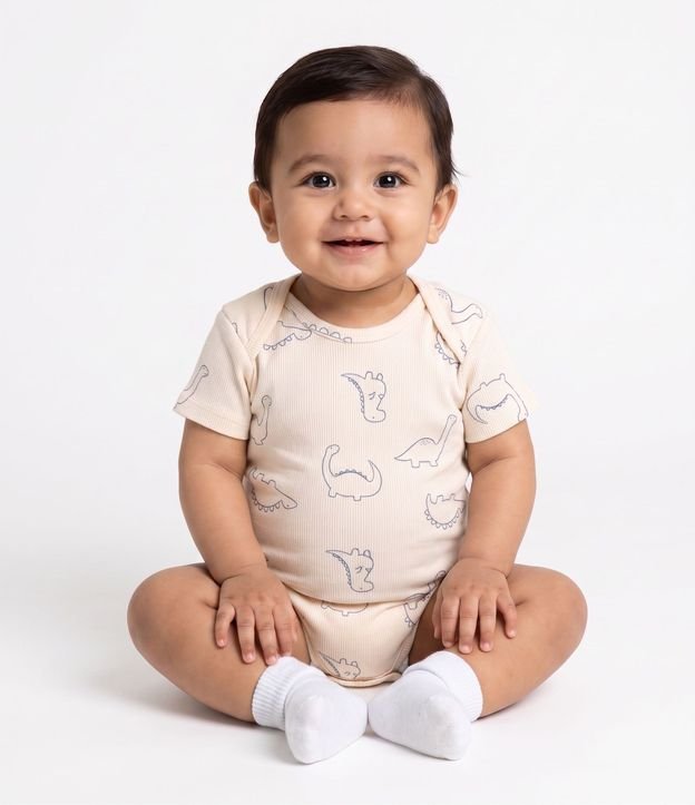 Body Bebé en Rib con Estampa de Dinosaurios – Talle RN a 18 Meses